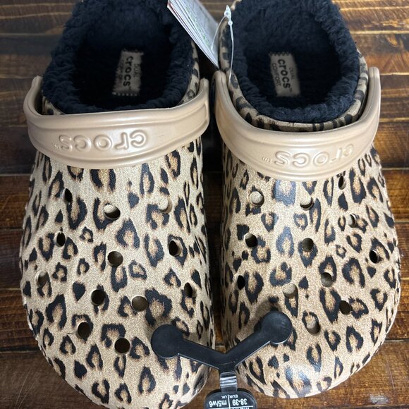 Crocs Clog Womens Size W8/M6 Brown Black Lined Animal Print Comfort Beach Summer - Picture 3 of 4